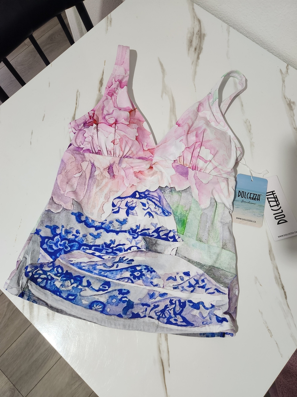 Dolcezza Pink Floral & Blue Print Camisole